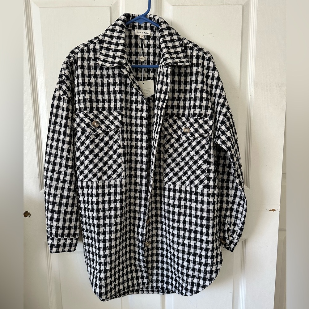 Bohme Black and white Houndstooth Shacket